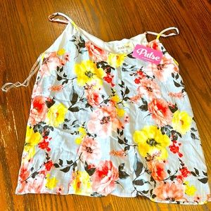Peach Love Floral Tank NWT
